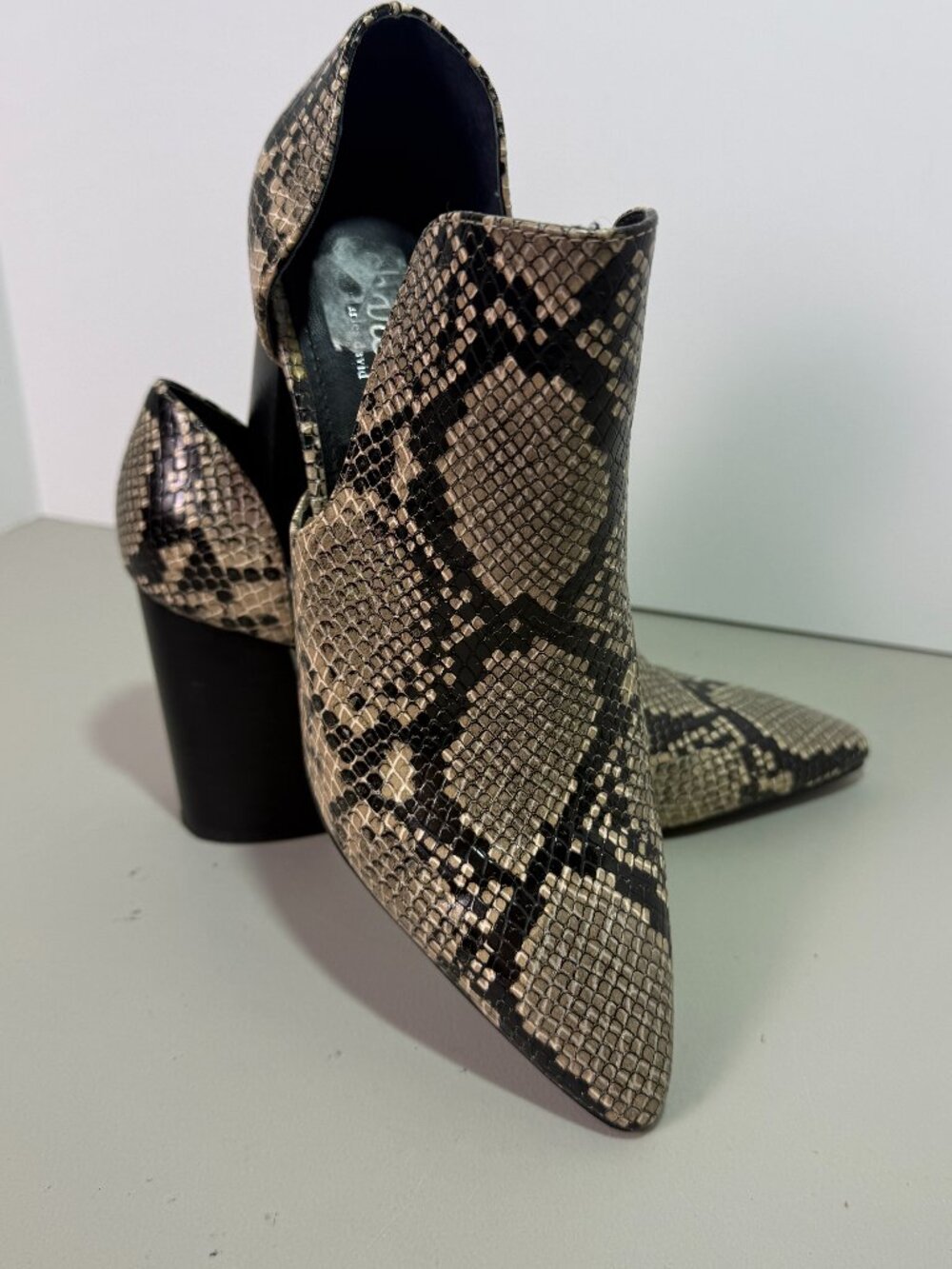 Charles by Charles David Varro Snake Print Cutout Booties 8M